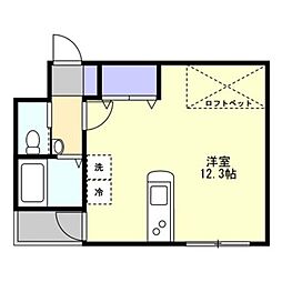 アルト生石 3階ワンルームの間取り