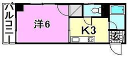 ぷれいす。友 1Kの間取図画像