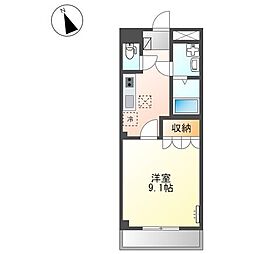 プランドール 1階1Kの間取り