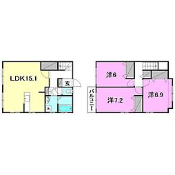 ソシア万寿 2階3LDKの間取り