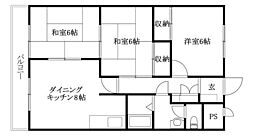 オーキッドテラス志津川 3DKの間取図画像