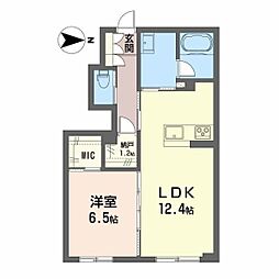 シャーメゾン椿 1階1LDKの間取り