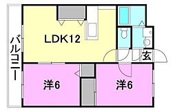 メジャーコートＭＹ 2階2LDKの間取り