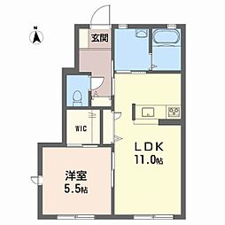 グランヴィルN棟S棟 1階1LDKの間取り