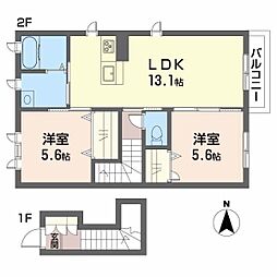 セントリビエ 2階2LDKの間取り