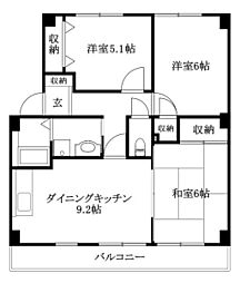 フォブールトロワ片岡 3DKの間取図画像
