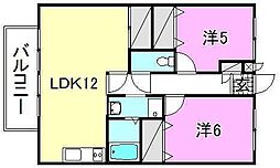 フォブール中央公園1 2LDKの間取図画像
