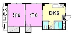 さやハイツ 2DKの間取図画像