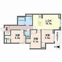 シャーメゾンステージ古川西B 3LDKの間取図画像