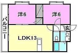 メジャーコートM.Y 2LDKの間取図画像