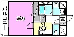 ウエストヒル21 1Kの間取図画像