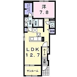 CasaCamellia松山インター1 1LDKの間取図画像