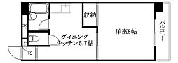 ルナ・ソレイユ桑原 1DKの間取図画像