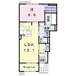グランディール2 1LDKの間取図画像