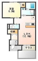 エスペランサ針田 1LDKの間取図画像
