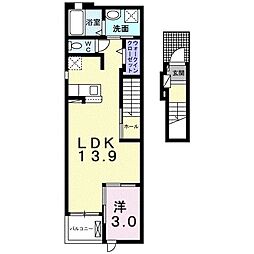 モン・シュシュ2 1LDKの間取図画像