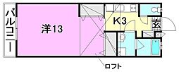 プレアマールKIKU西棟 1Kの間取図画像