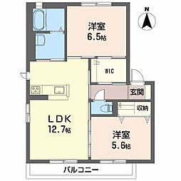 エタンリジェールA 2LDKの間取図画像