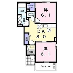 レジーナクレールB 2DKの間取図画像