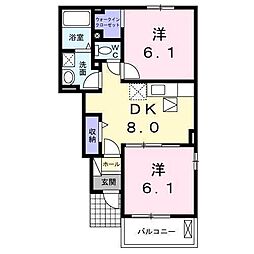 レジーナクレールB 2DKの間取図画像