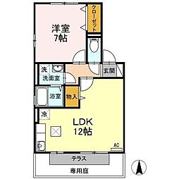 ソレーユ高岡C 1LDKの間取図画像