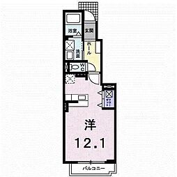 カーサプラシード ワンルームの間取図画像