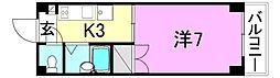 メゾンAD5 1Kの間取図画像