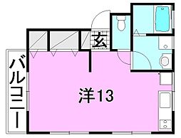 チアフルいくし ワンルームの間取図画像