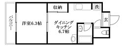 フォレストコート 1DKの間取図画像