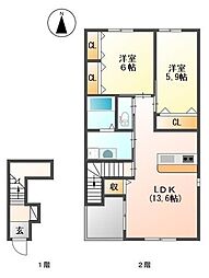 サンフォレストシーダ 2LDKの間取図画像