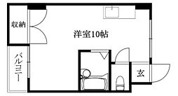 第二菊池ビル ワンルームの間取図画像