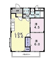 シティハイツ崎山 2LDKの間取図画像