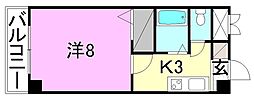 サンピア桑原 1Kの間取図画像