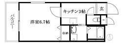 プレリュード本町 1Kの間取図画像