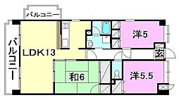 コサージュ衣山 3LDKの間取図画像