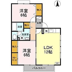 ヴィレッジコート 2LDKの間取図画像