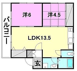 サンシャインハイツ 2LDKの間取図画像