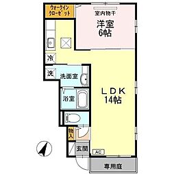 パストラル朝生田 1LDKの間取図画像