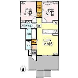エトワールA 2LDKの間取図画像