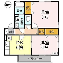 BelleDe-meureA 2DKの間取図画像