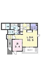 レティス-V 1LDKの間取図画像