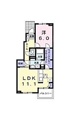 ル・カルプ・ポルト・ボヌール 1LDKの間取図画像