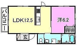 コーポくま・A 1LDKの間取図画像
