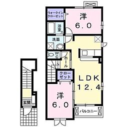 キスメット・メゾンA 2LDKの間取図画像