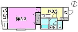 ブルーランド本町 1Kの間取図画像