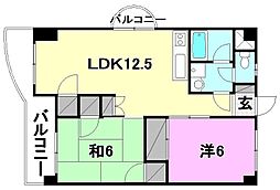 ロイヤルアネックス福音寺 2LDKの間取図画像