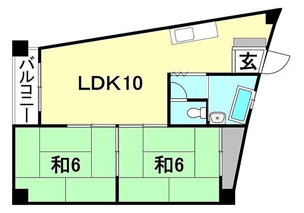 衣山駅前マンション 410 号室｜愛媛県松山市衣山1丁目(賃貸マンション2LDK・4階・47.38㎡)の写真 その2