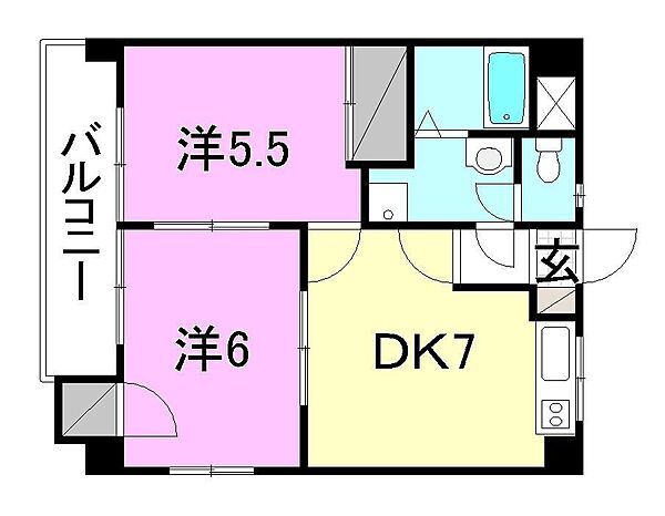 グランアソシア2 302 号室｜愛媛県松山市築山町(賃貸マンション2DK・3階・41.85㎡)の写真 その2