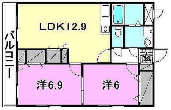 モナーク余戸 301 号室｜愛媛県松山市余戸南5丁目(賃貸マンション2LDK・3階・55.00㎡)の写真 その2