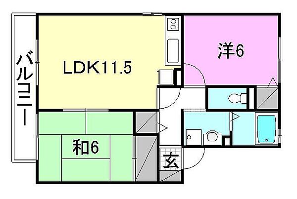 セゾン・ド・フローレス　ＢＣ棟 B201 号室｜愛媛県松山市東石井6丁目(賃貸アパート2LDK・2階・53.72㎡)の写真 その2